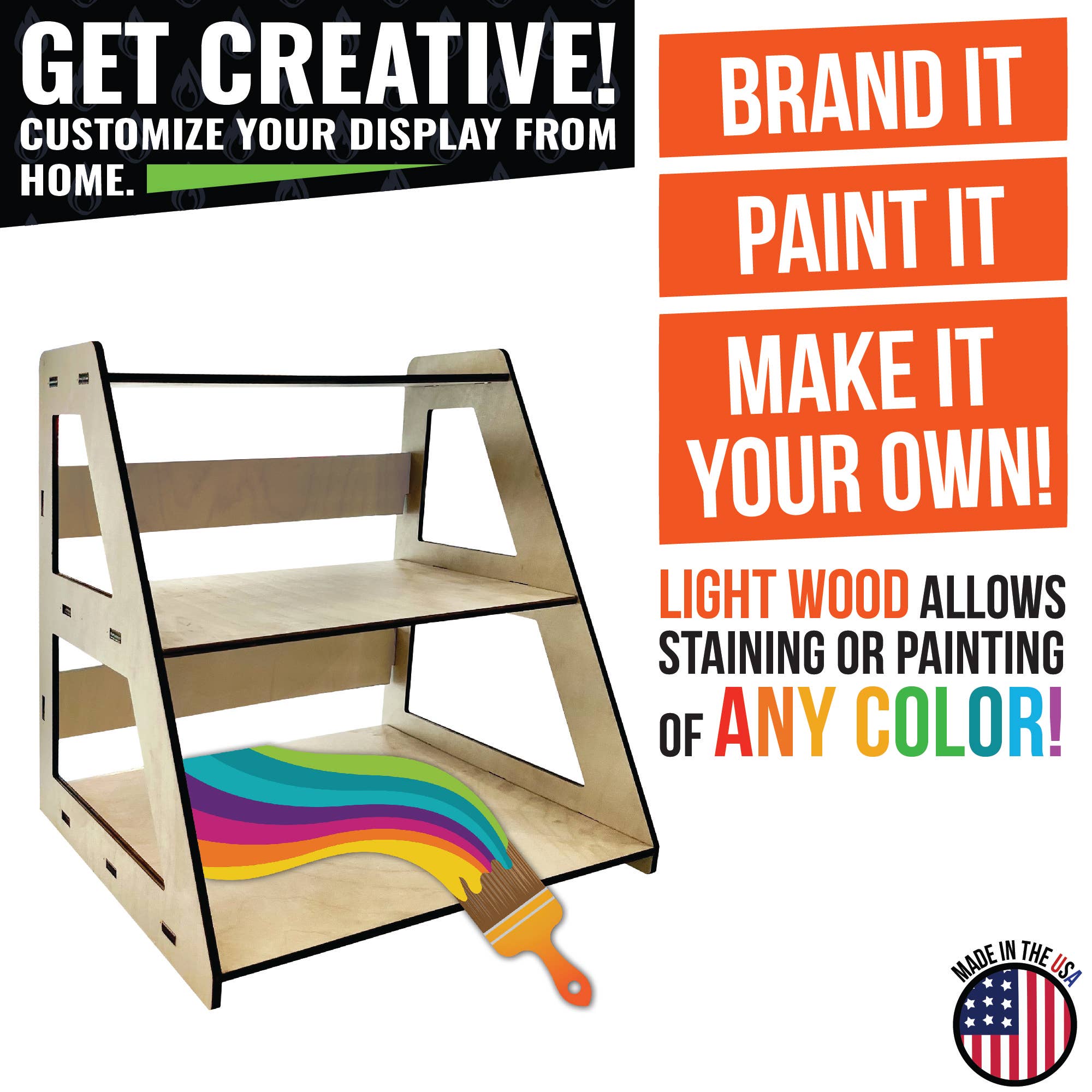 Torched Displays - Wholesale Retailer Display Stand/Case - 3-Tier Retail Table Display Stand with Shelves8