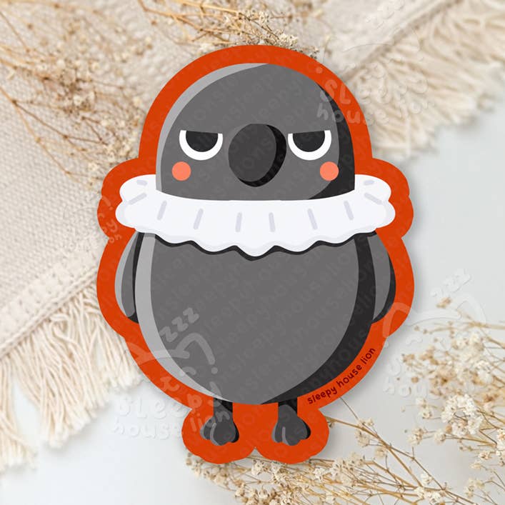 Grumpy Crow Vinyl Sticker for wholesale by Sleepy House Lion