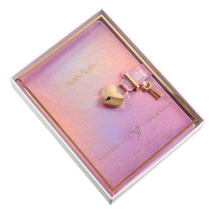 Victoria's Journals - Wholesale Journal/Diary - Kids - Heart Lock Journal for Girls with Key (Metallic Lilac)