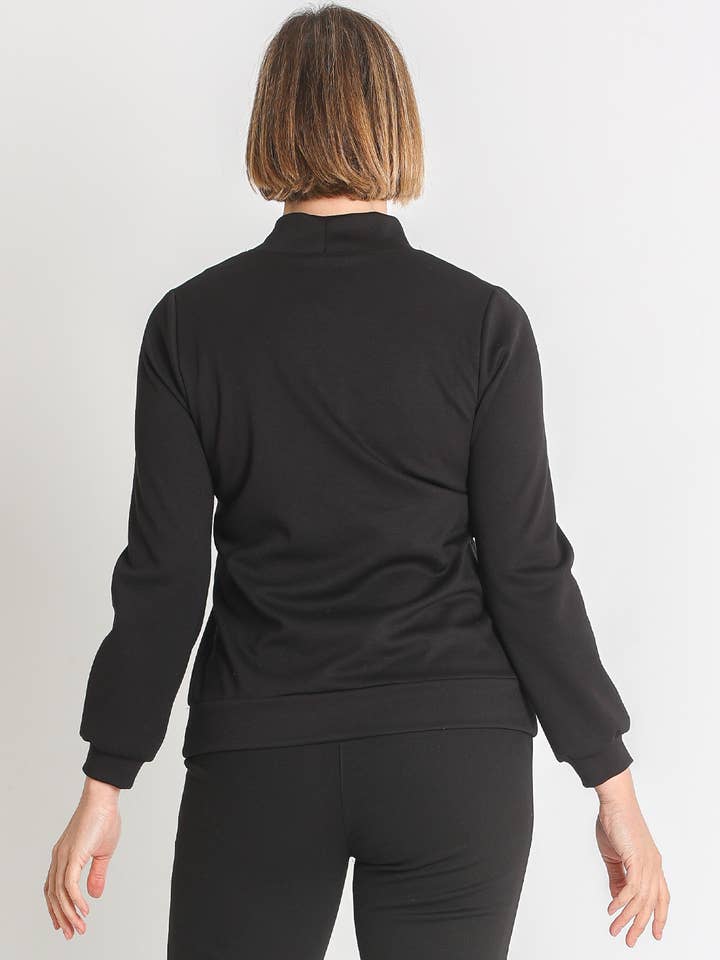 LOURDES CASTILLO - Wholesale T-Shirt - Women's - 372264L ROMA KNIT SWEATSHIRT WITH CABLE FRONT PANEL4