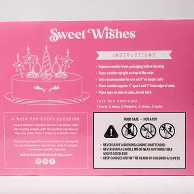 Sweet Wishes Candle Co. - Wholesale Cake Candle - Unicorn Birthday Candle Cake Topper Set for Unicorn Birthday