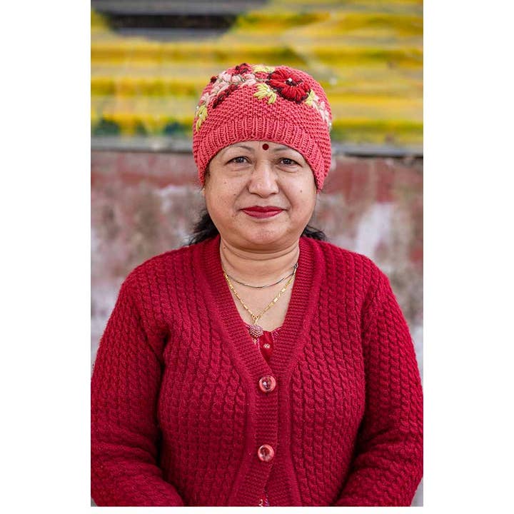 Ganesh Himal Trading - Wholesale Beanie - Women's - Cotton Knit Hat w/Flower Embroidery, fleece lined1