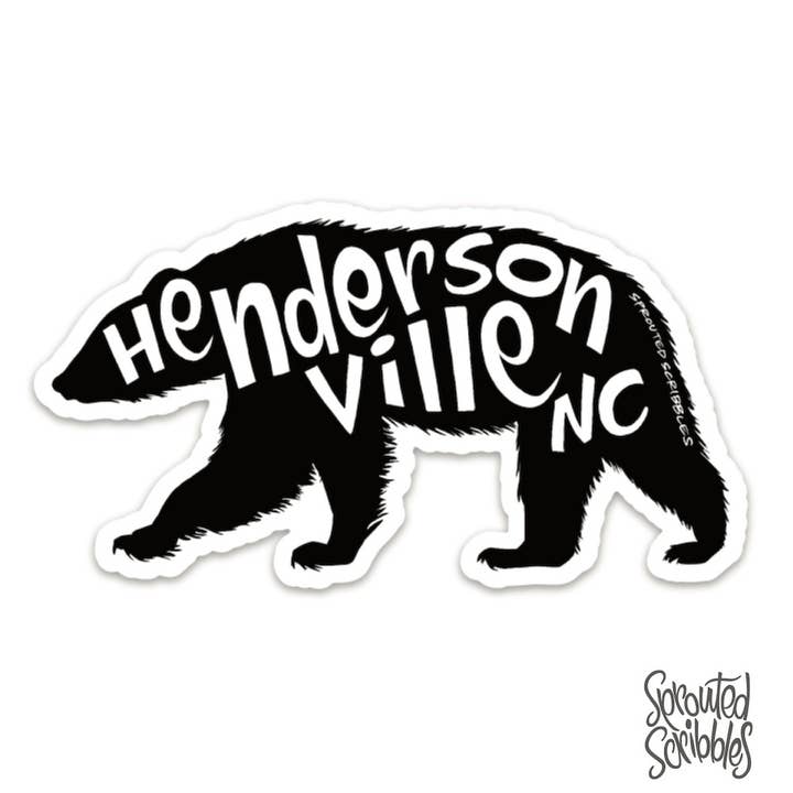 Autocollant Hendersonville | Ours | Décalcomanie en vinyle imperméable pour la vente par Sprouted Scribbles