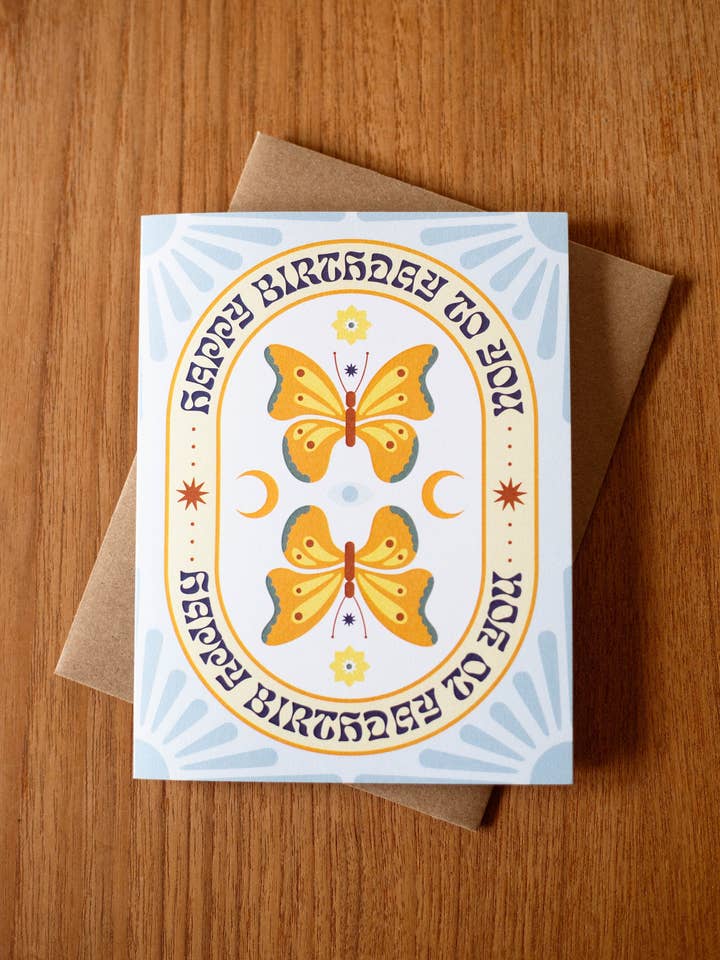 Birthday Butterfly greeting card for wholesale by Yeehaw Paper Co.