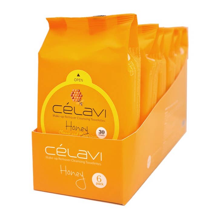 PINEAPPLE Beauty – wholesale Face & body wipes – Celavi MT006 Honey Makeup Cleansing Towelette - 6pc