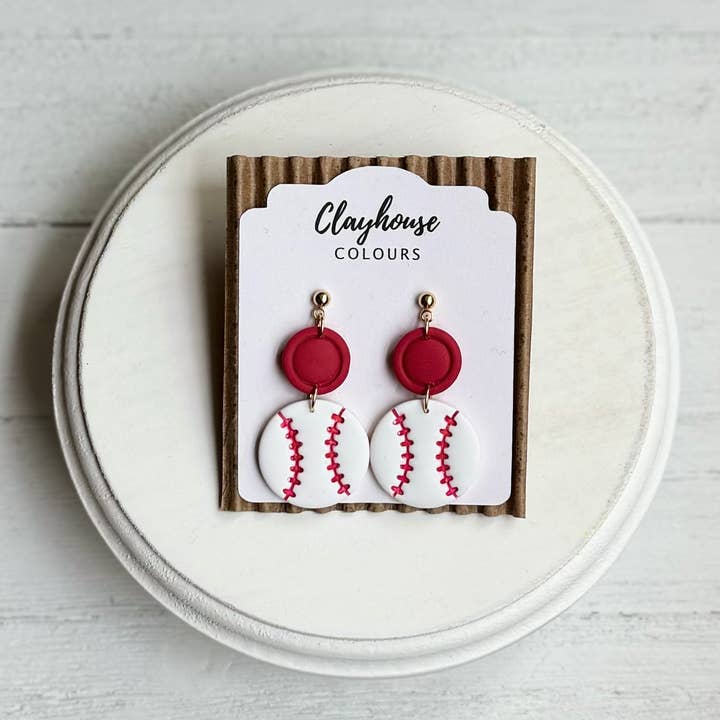 Clayhouse Colours - Wholesale Dangle Earrings - Baseball Earrings