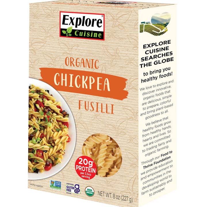 Organic Chickpea Fusilli for wholesale by Explore Cuisine