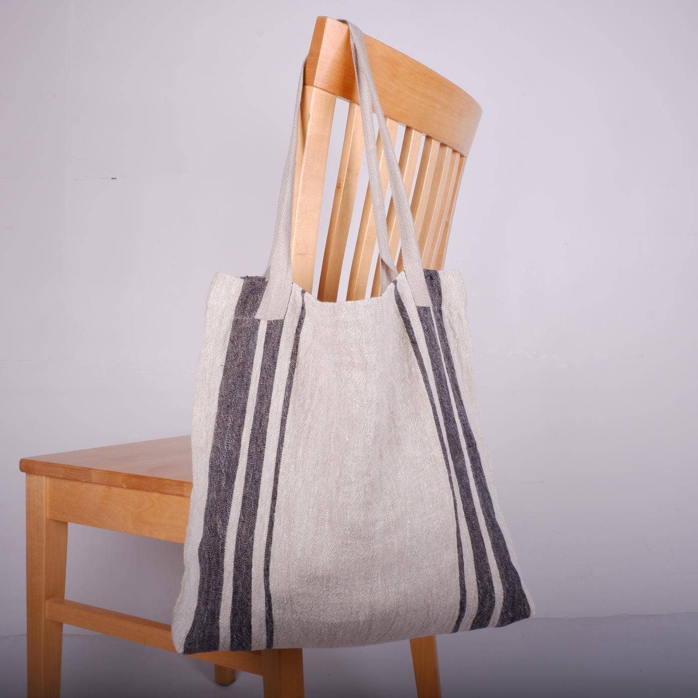 NorraVilla - Wholesale Kruidenierswinkel/boodschappentas - Zwarte linnen boodschappentas met structuur1