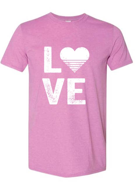 Love Heart Distressed Tee for wholesale by KDI Print & Embroidery