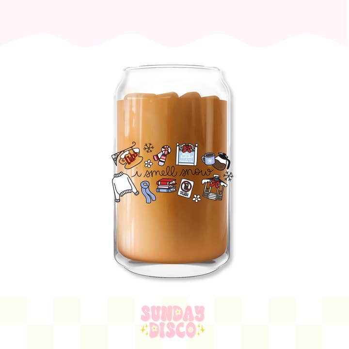 I Smell Snow Christmas Winter Gilmore Glass Can Cup  for wholesale by The Sunday Disco