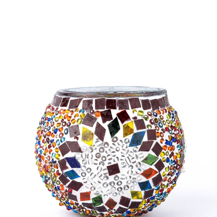KAFTHAN - Wholesale Candle Holder - Large Mosaic Glass Candle Holders | Christmas Holiday Decor24