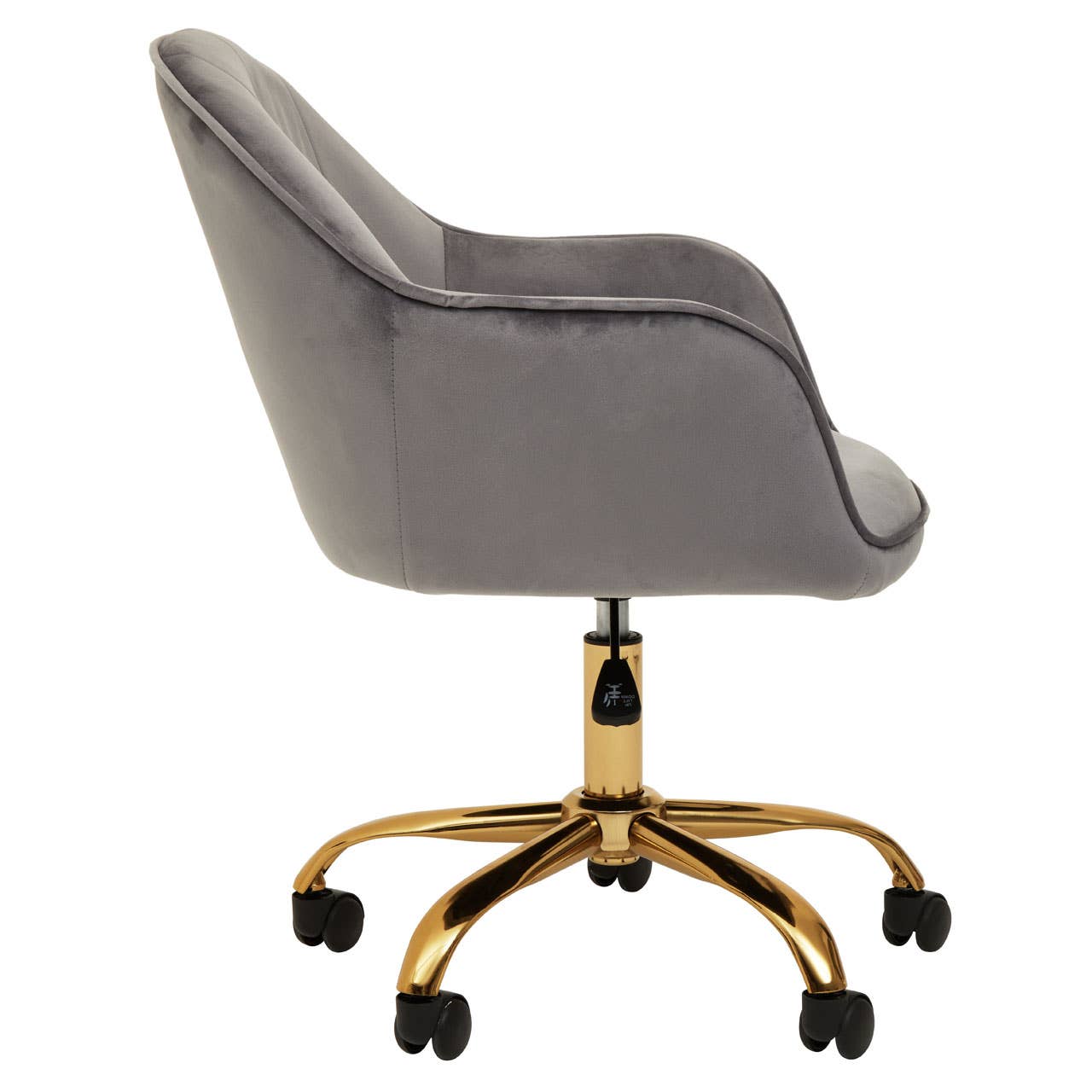 Interiors by Premier – wholesale Chair – Brent Grey Velvet And Gold Base Home Office Chair3