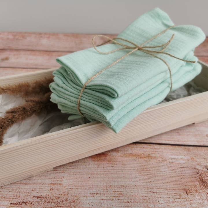 Bloom Pads - Wholesale Dinner & Cloth Napkin - Organic cotton muslin napkin Set of 5, Range of colors4