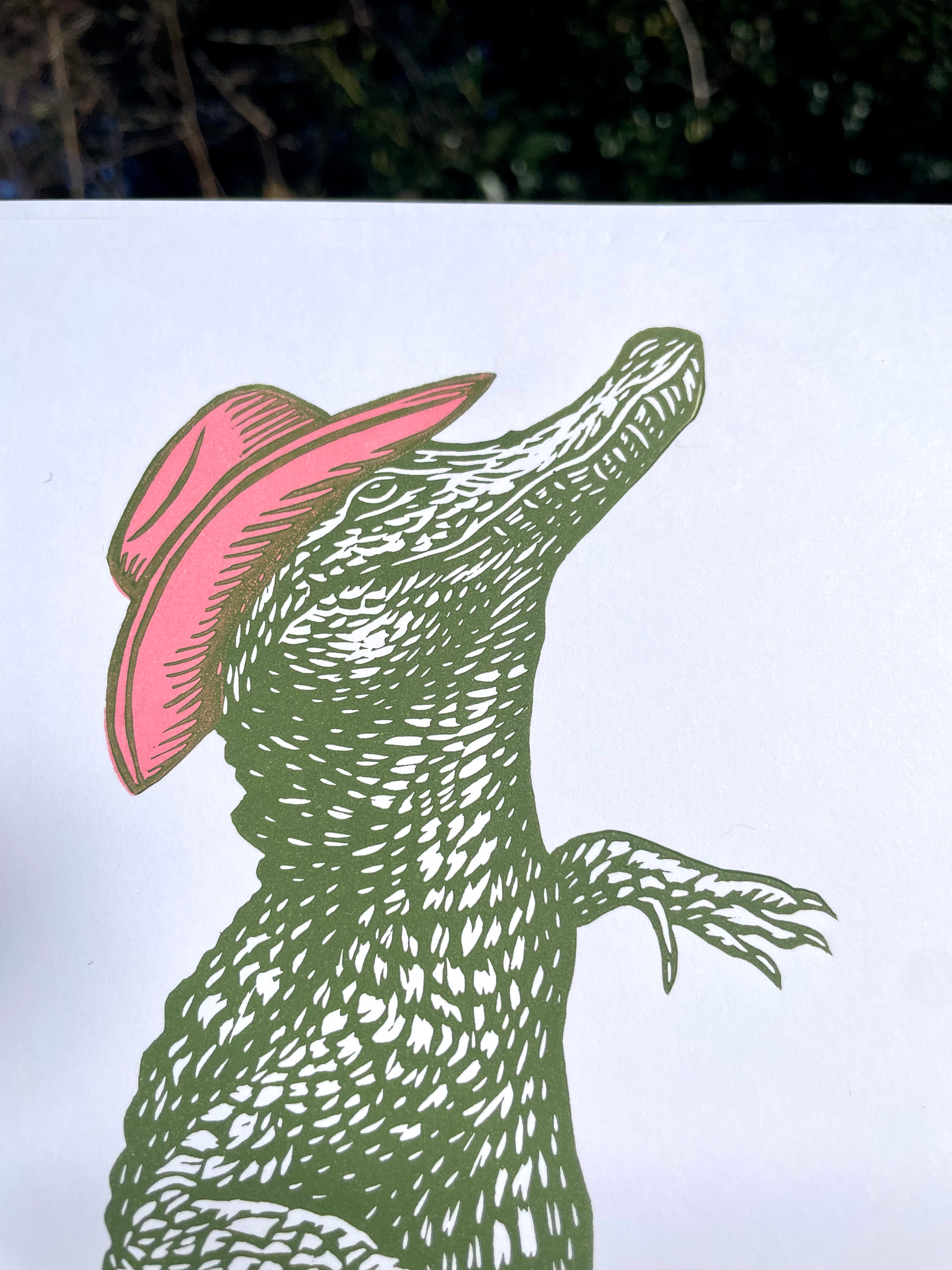 Augury Press - Wholesale Art Print - Cowboy Alligator Linocut Print3