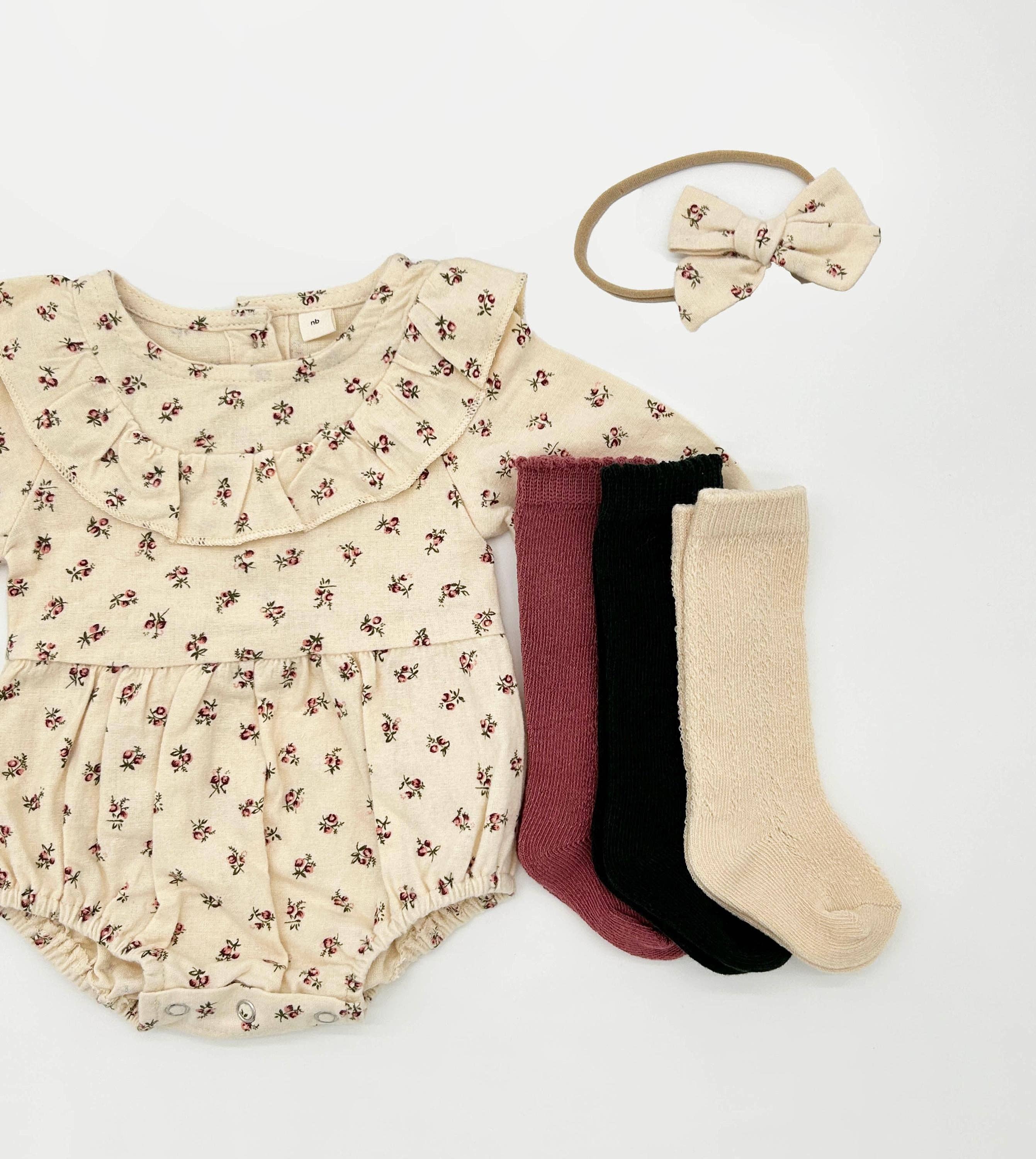 OLIVE & CRADLE – wholesale Klädesset - Baby – Charlotte Peppermint set med romper och rosett3