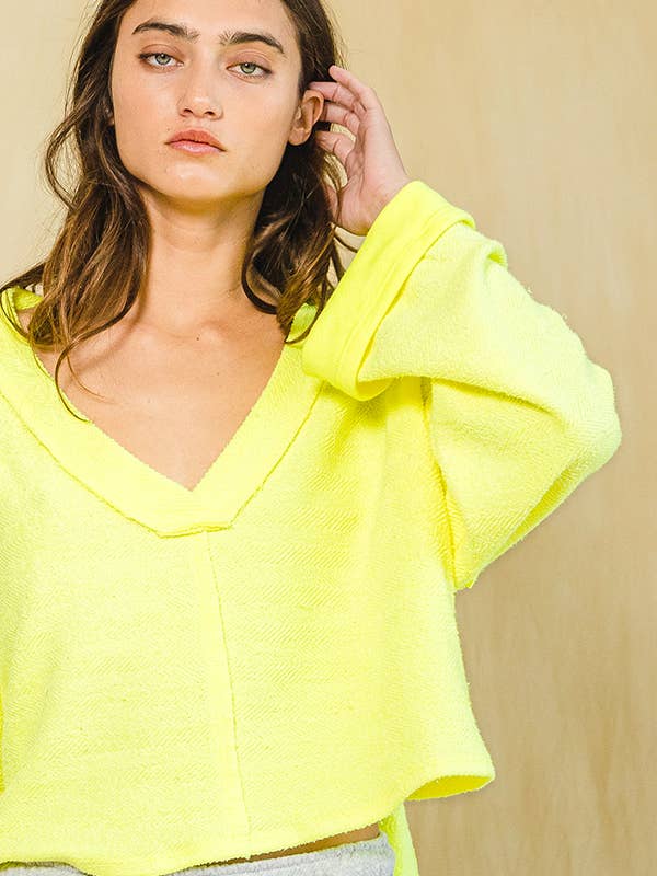 BUCKETLIST - Wholesale Sweatshirt - Women's - T2240 Cutout Back Adjustable Tie Pullover Crop Top