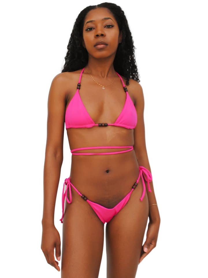 Mia Beaded Top - Pink Lotus for wholesale by SVN Swim
