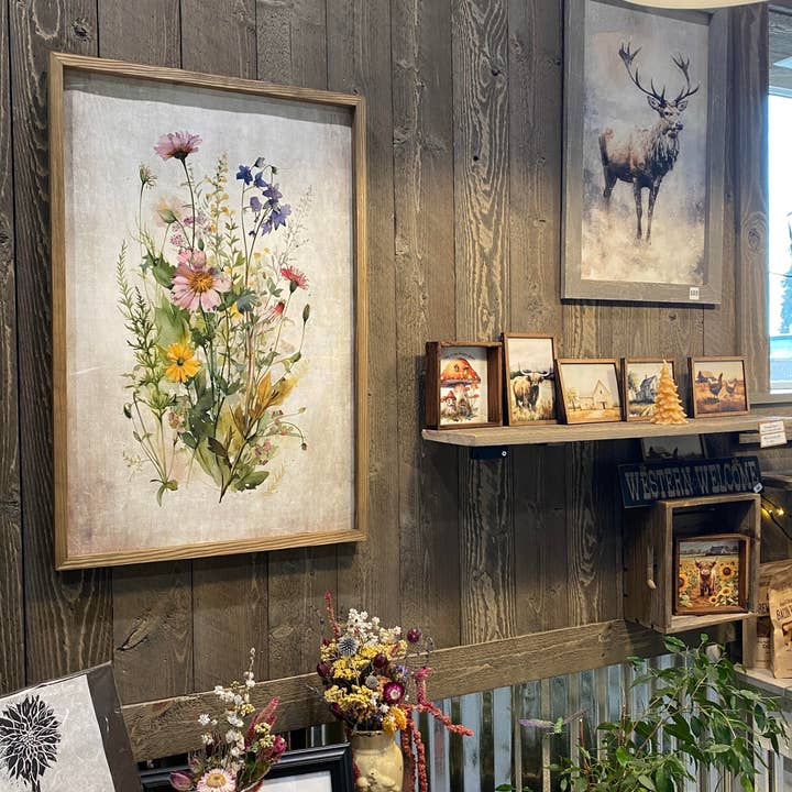 Hangout Home - Wholesale Art Print - Gathered Wildflowers - Framed Flower Canvas Art - Farmhouse