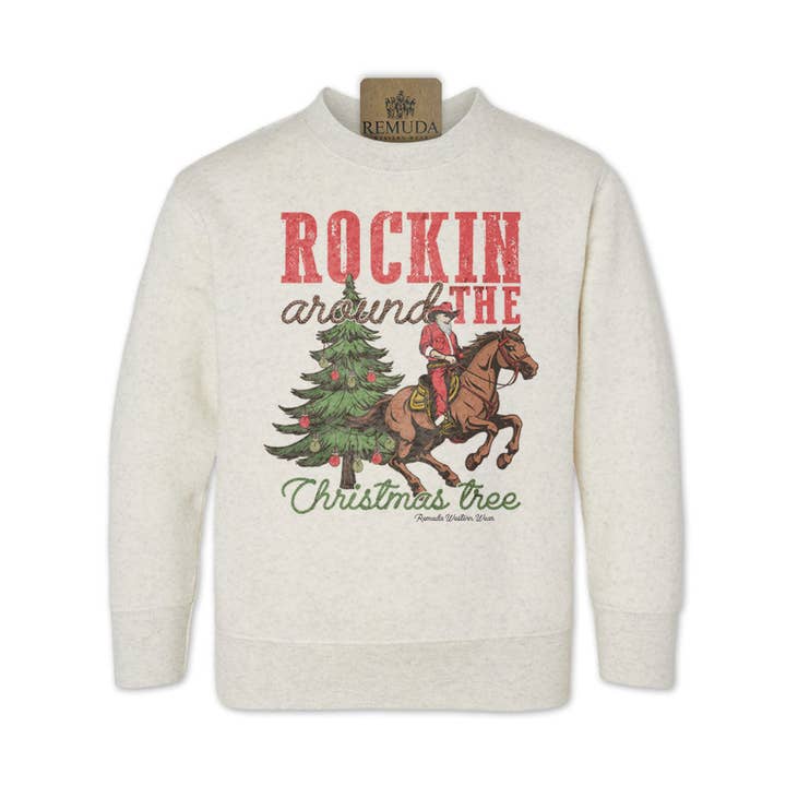 Rockin Around The Christmas Tree - Toddler Western Santa Sweatshirt for wholesale by Remuda Western Wear