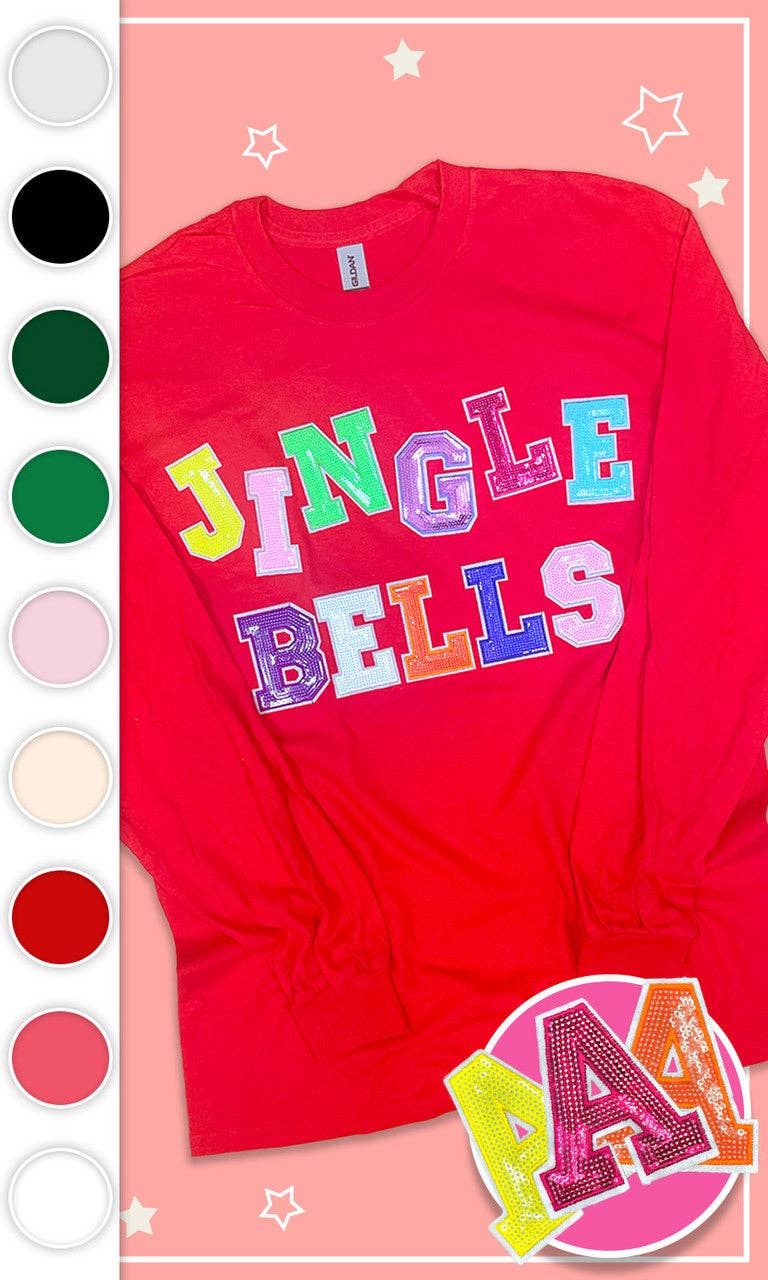 Sugar Stitch - Wholesale T-Shirt - Women's - Jingle Bells Sequin Graphic Long Sleeve T-Shirt0