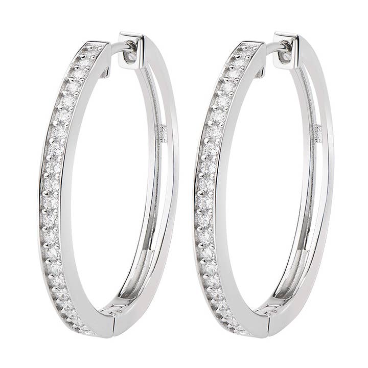 Créoles en forme de croix blanche en argent sterling pour la vente par Amen Gioielli