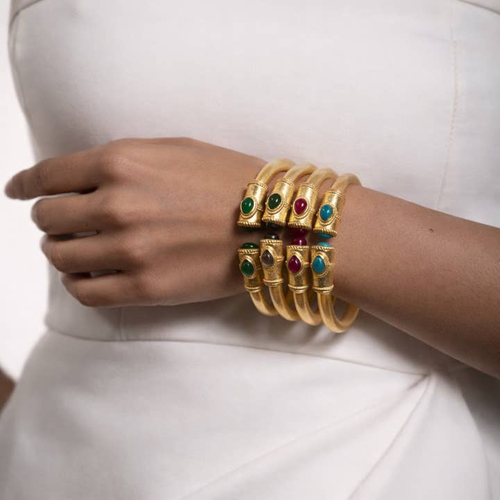 Gold Turquoise Bracelet Artisanal Handmade Antique Cuff for wholesale by DIORA