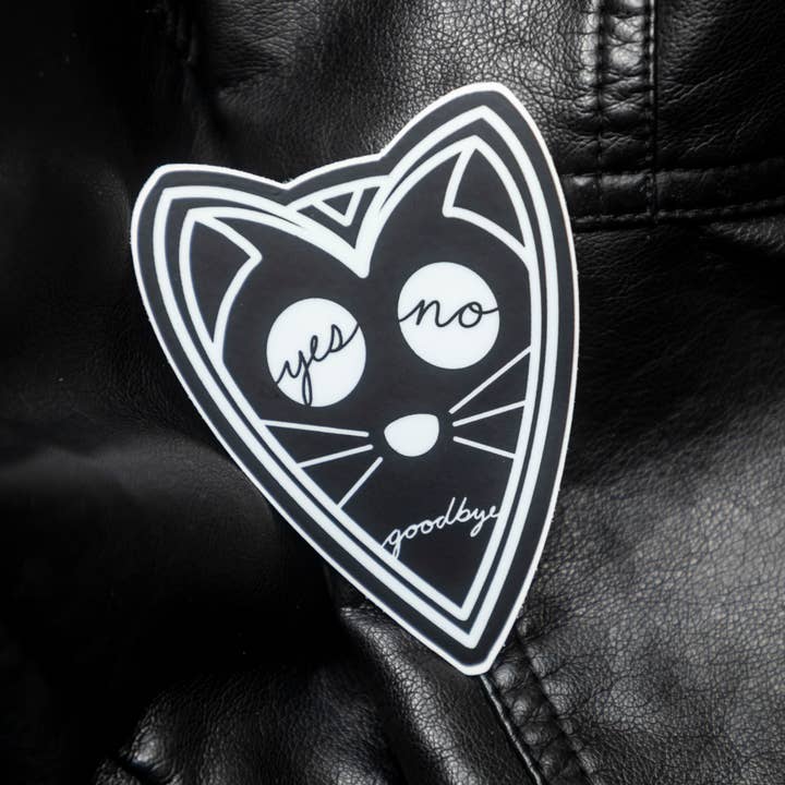 Cat Planchette Ouija Vinyl Sticker for wholesale by Crinkle Crow Studio