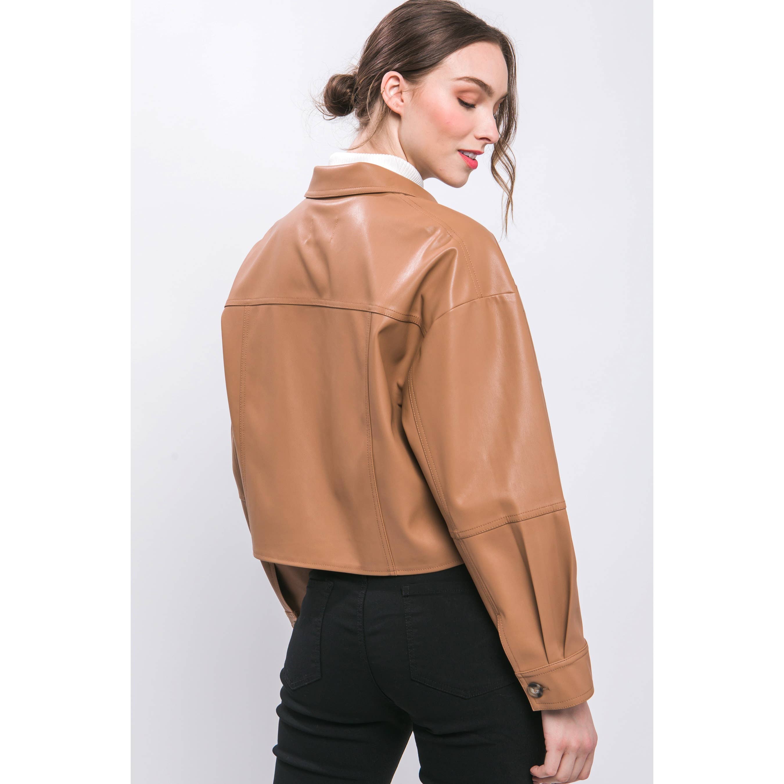 HiteJeans - Wholesale Jas - Dames - Bijgesneden jas van imitatieleer3