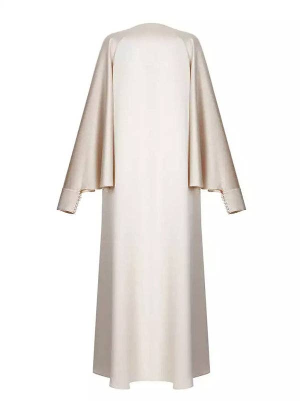 Plush Looks - Wholesale Dress - Women's - Casual Batwing Sleeves Split-Front Solid Color Maxi Dresses3