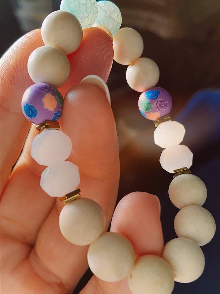 Beautiful Authentic Ivory Beads With Spring Colors for wholesale by Good Vibes Beads Design