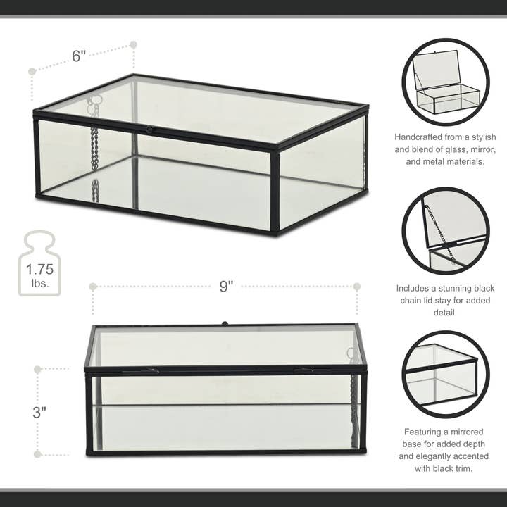 Cheungs Home Decor - Wholesale Decorative Box - Lume Glass & Metal Frame Storage Box