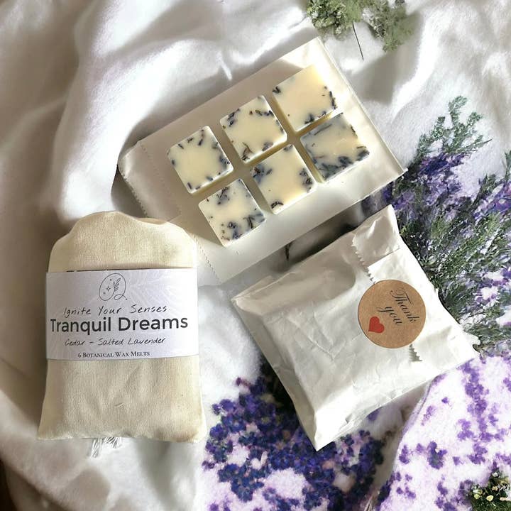 6 Derretimentos de cera botânica em cubos, cedro e lavanda salgada por atacado de Light By Night