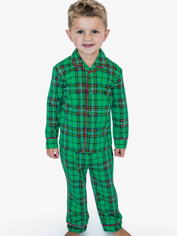 SoftSnooze™ Boys Green Nicholas Plaid Long Sleeve Button Up Pajama Set
for wholesale on Faire