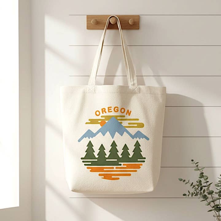 Little Bay Root - Wholesale Tote Bag - Unisex - Oregon Fifty Mountain Ranges | Market Tote Bag1