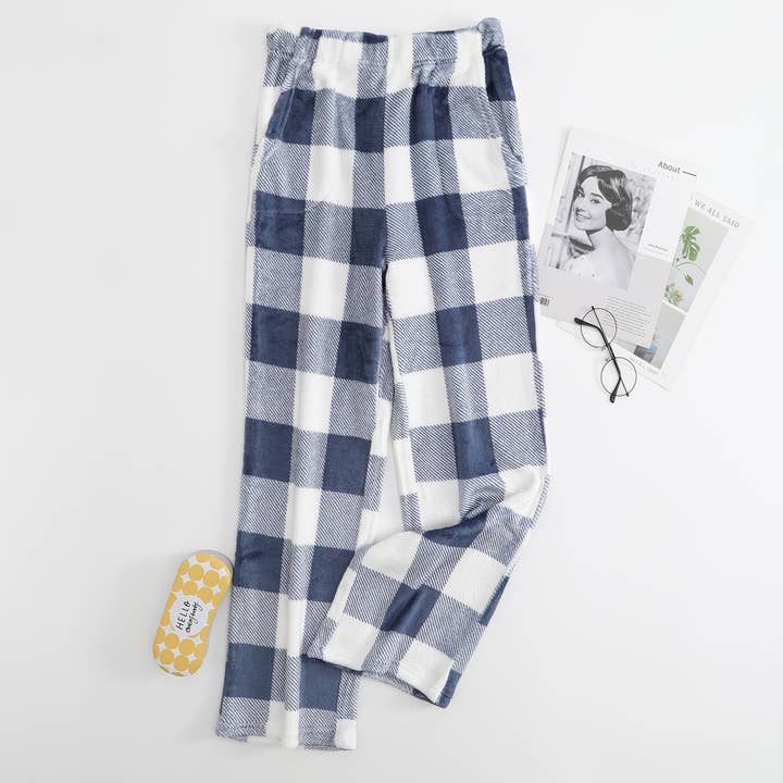 Rosa Clothing - Wholesale Pants - Women's - Winter plaid print flannel fleece lounge pants 12 colors13