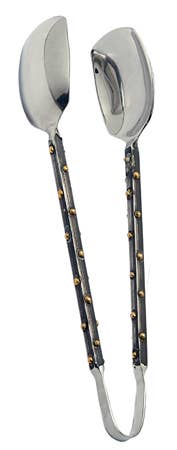 India Handicrafts Inc - Wholesale Kitchen Tong - Black & Gold Dot Tong1