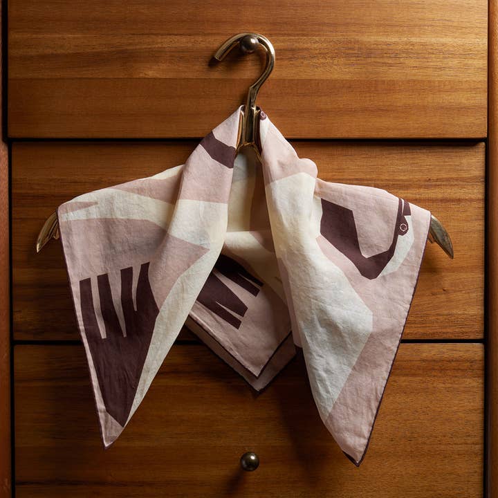 WINONA IRENE - Wholesale Bandana - Women's - Lucky Crane 100% Cotton Screen Printed Bandana Scarf Neutral