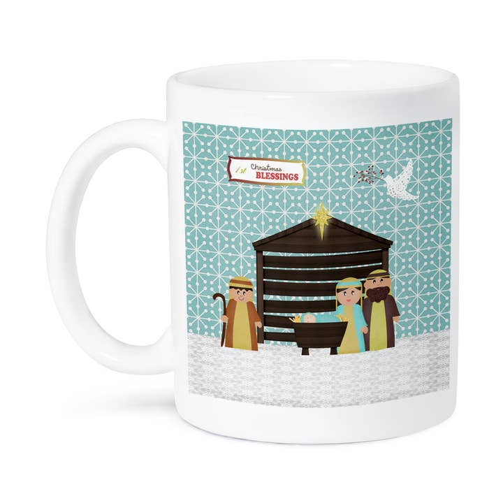 3dRose - Wholesale Coffee Mug - 3dRose, Nativity Scene, Mary, Joseph, Baby Jesus, Manger, Shepherd , and Dove, 1st Christmas Blessing, Mug8