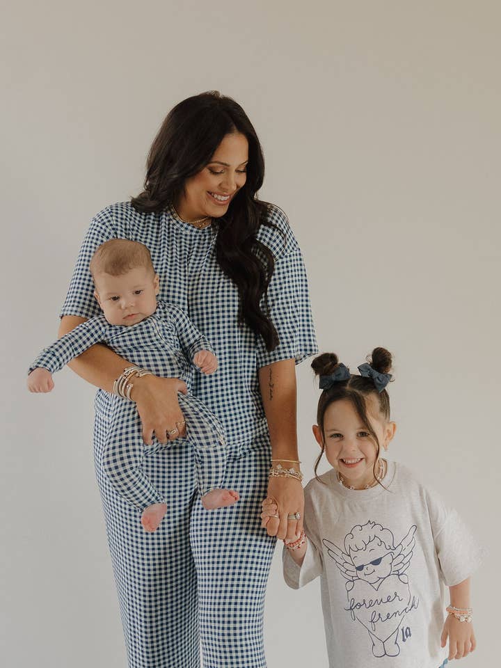 Forever French Baby - Wholesale Sleepsuit - Baby - Bamboo Zip Pajamas | Blue Gingham13