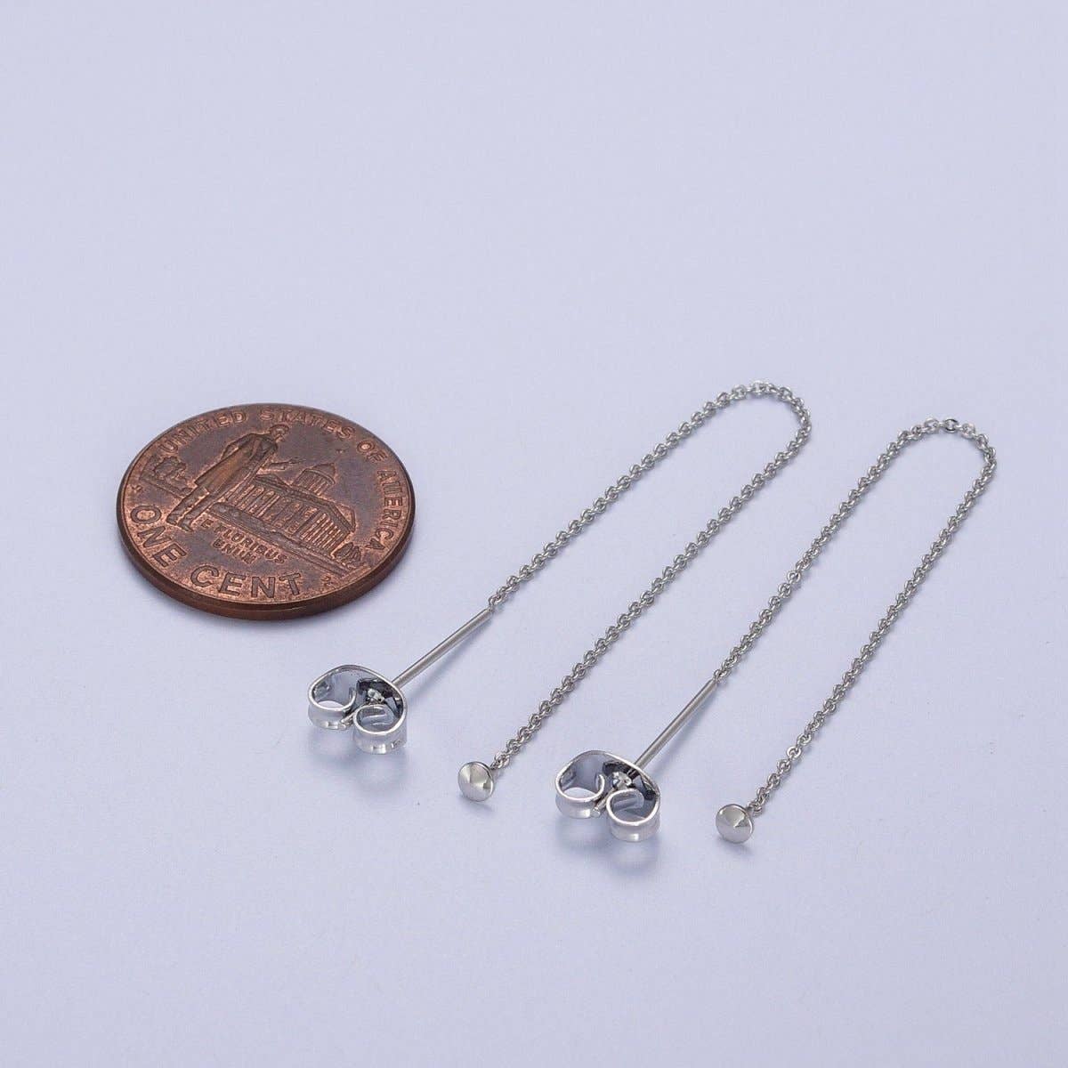 Aim Eternal - Wholesale Dangle Earrings - Gold Filled Cable Rolo Chain Long Threader Earrings in Gold & Silver   K-201 K-2043