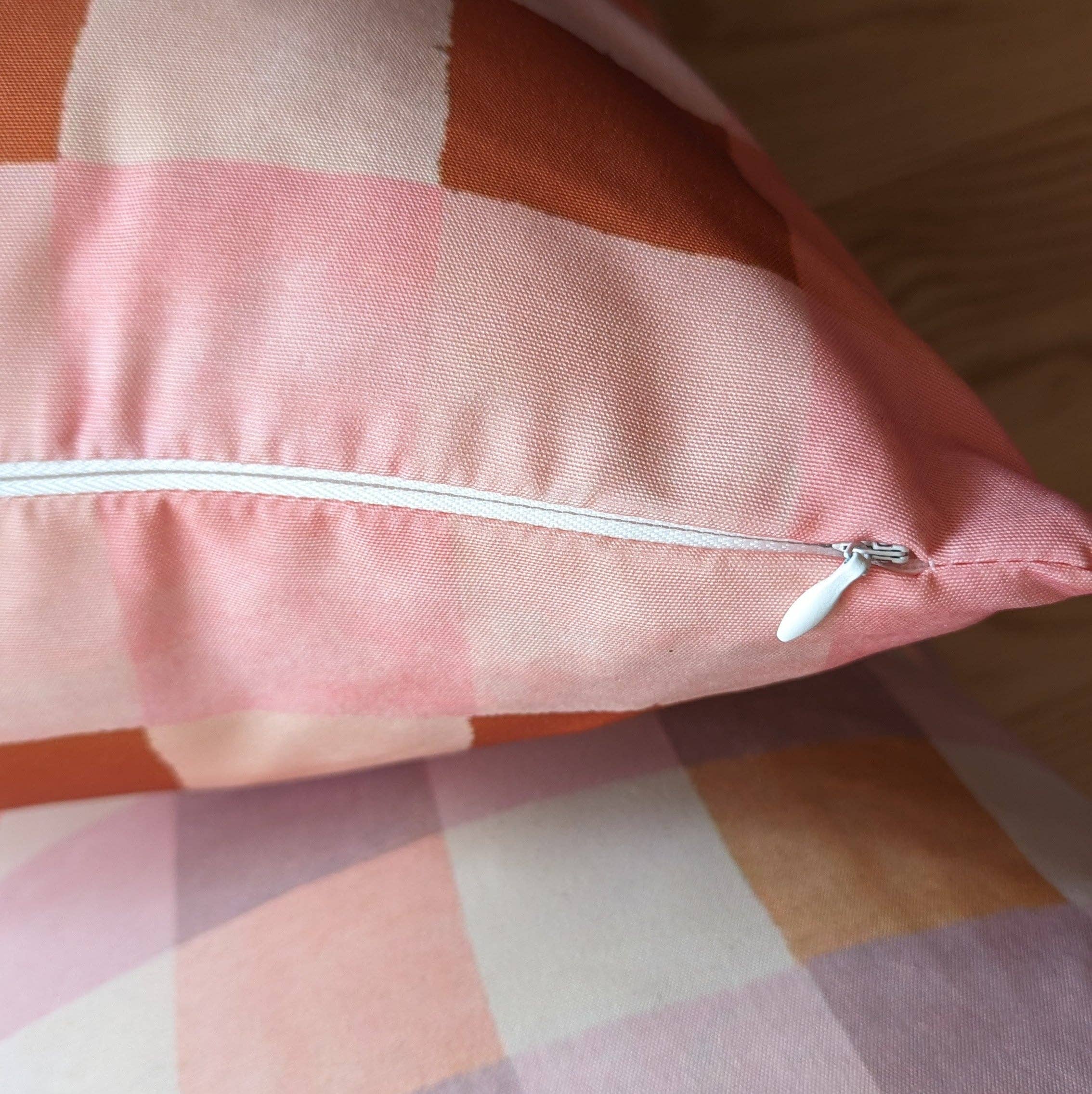 Hacienda - Venta al por mayor Funda de cojín - Funda de almohada impermeable para exteriores con estampado floral pastel a cuadros vichy4