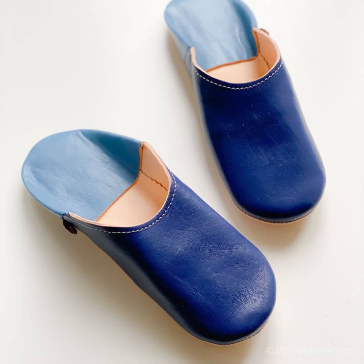 Marockanskt läder toffel Babouche//Twilight Blue&lightnavy för wholesale av dear Morocco