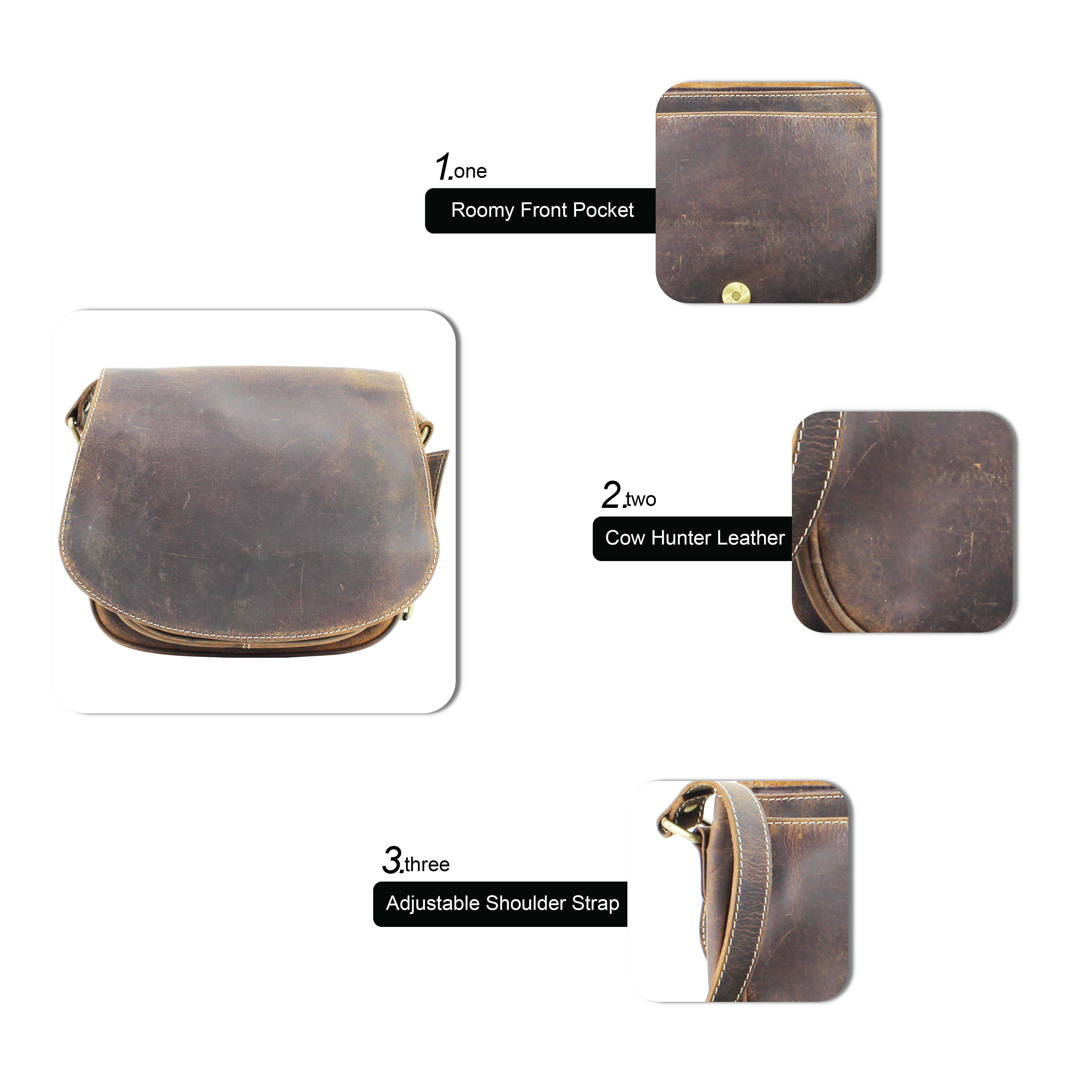 Leather Impressions Inc - Wholesale Crossbody Bag - Women's - Hunter Leather Flap Over Saddle Bag2