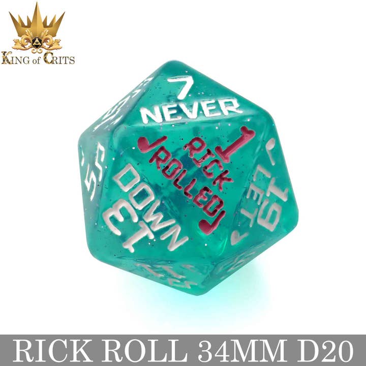 DNDDICE.COM - Wholesale Dice - Rick Rolled - 34mm D205
