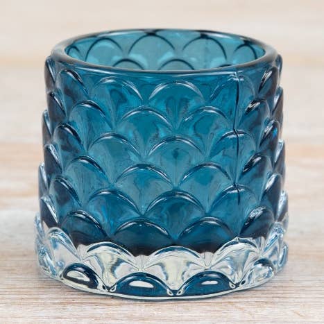 Portacandele in vetro blu, 8 cm per la vendita all'ingrosso da parte di Gainsborough Giftware x Portland Living