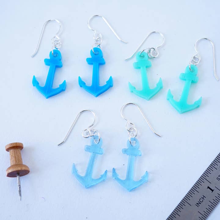 Laser CutAcrylic Anchor Dangle Earrings for wholesale by Design WhatHaveYou