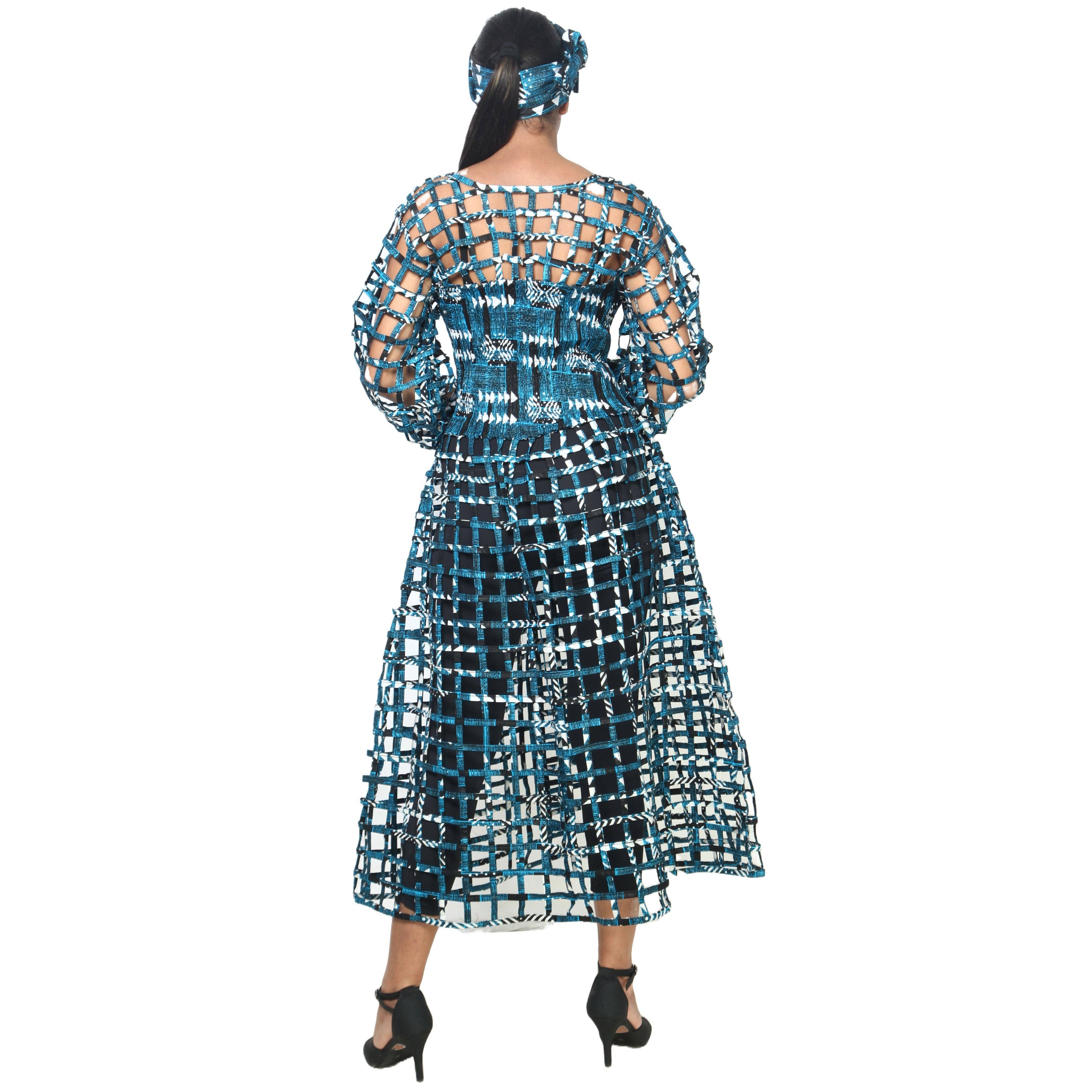 African Stars - Wholesale Dress - Women's - Women's Long Sleeve Smocked Bodice Cage Dress -- FI-ST12211