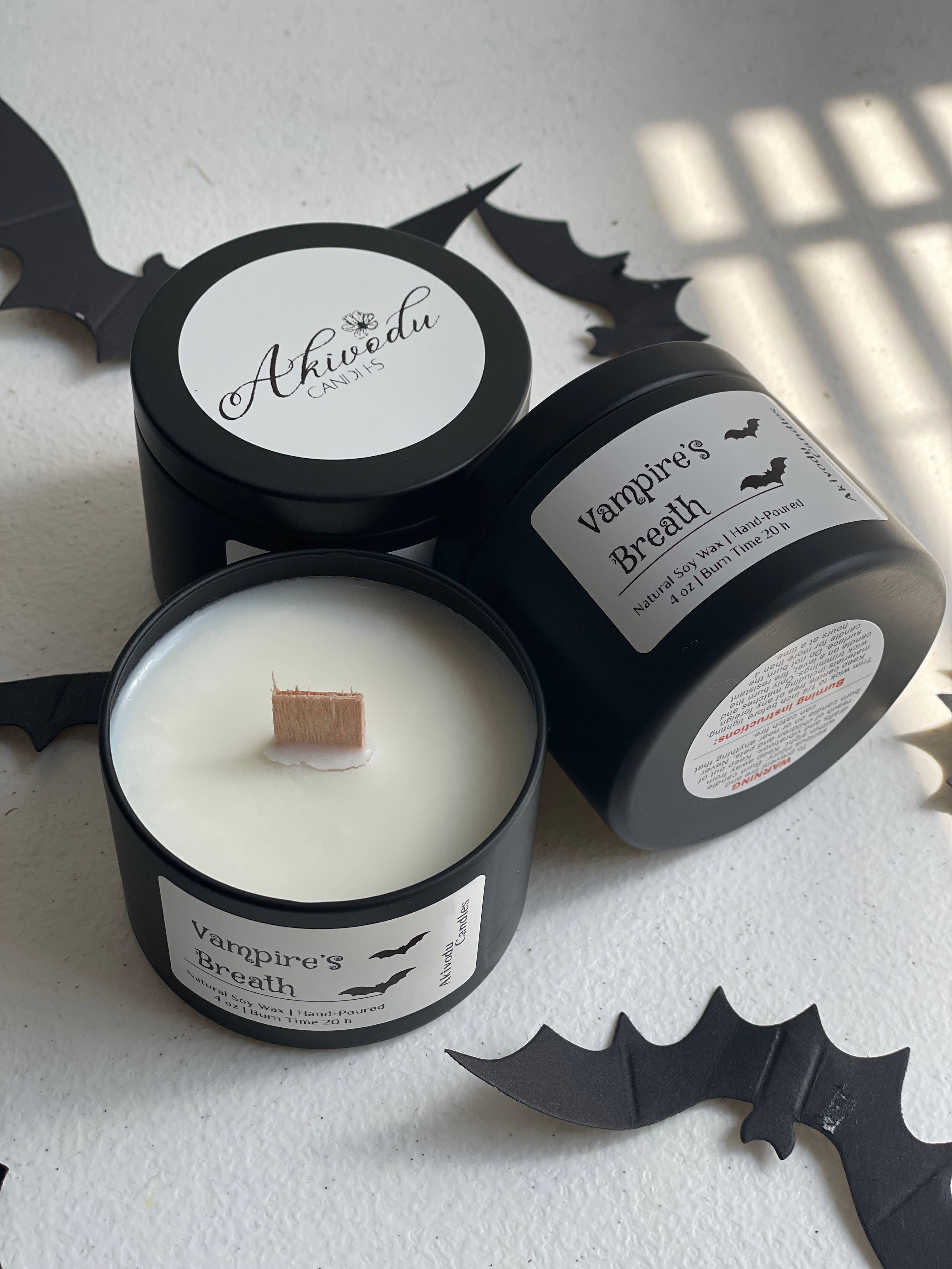 Akivodu Candles - Vendita all'ingrosso Candela in vasetto - Candela di Halloween al Profumo di Vampiro 4 oz - Stoppino in Cotone/Legno5