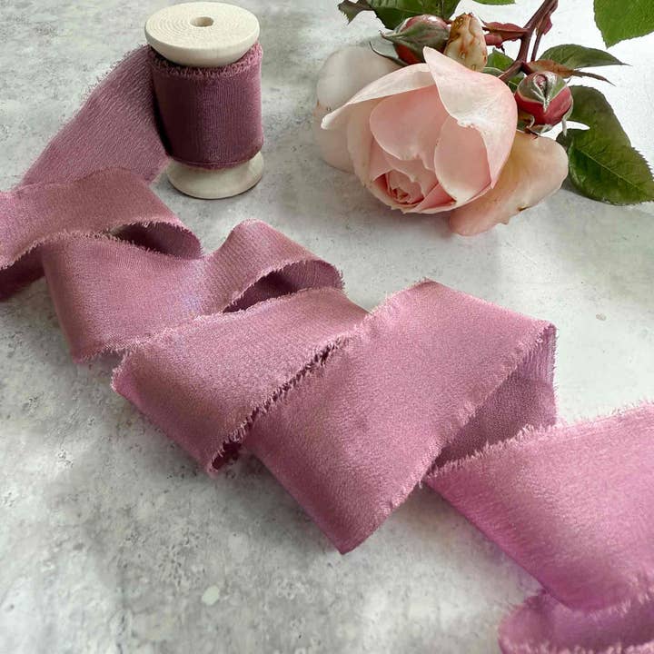 The Natural Paper Company - Wholesale Ribbon - Gift Wrapping - Silk Ribbon in Mauve | Roll of Fine Silk Ribbon