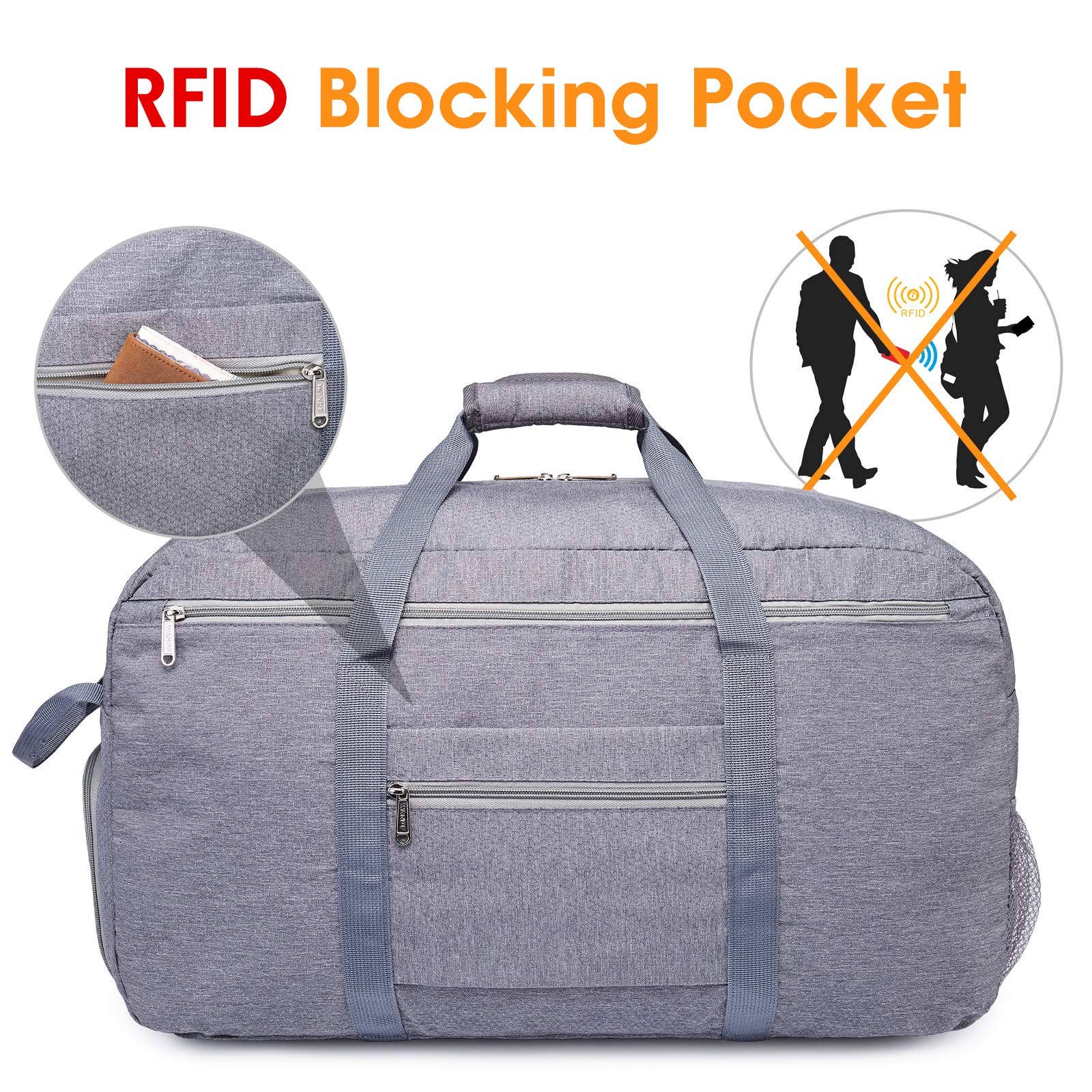 wandf – Saco de viagem - Unissexo por atacado – Mochila de viagem de bolso RFID anti-roubo WANDF preta6